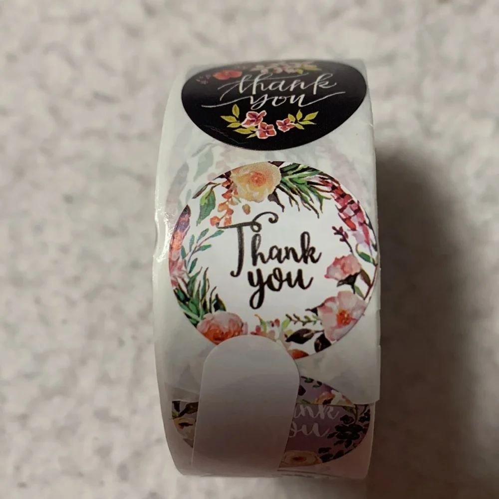 Roll of 500 Thank You Stickers For Packages, NEW